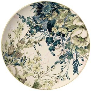 Vintage Watercolor Bohemian Floral Gold-Rimmed Bone China Dinnerware Set