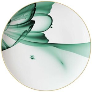 Luxury Green Mist Fantasy Flower Gold-Rimmed Bone China Dinnerware Set