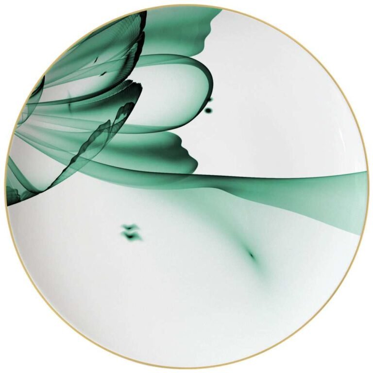 Luxury Green Mist Fantasy Flower Gold-Rimmed Bone China Dinnerware Set