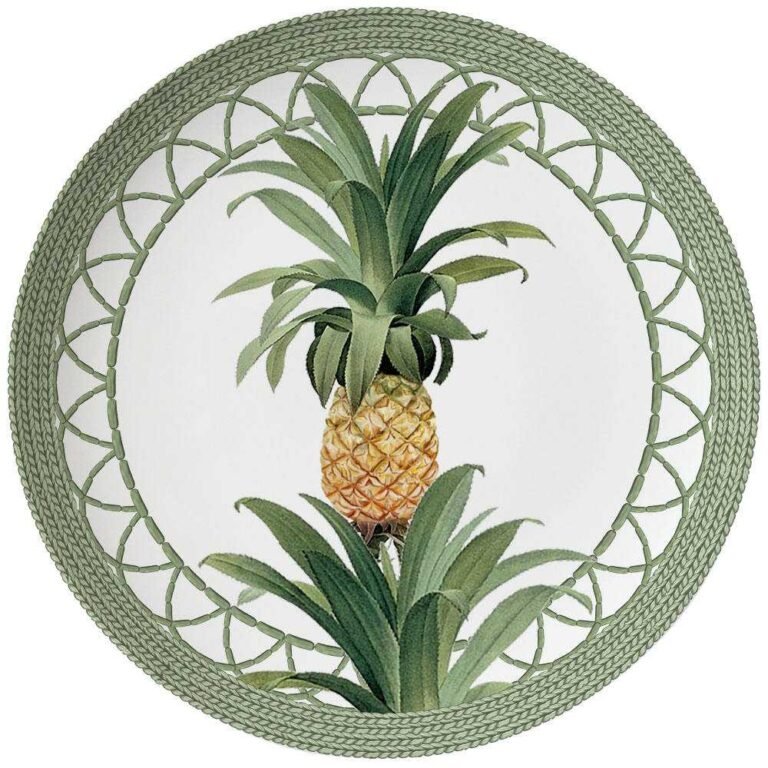 Tropical Rattan-Woven Pineapple Bone China Dinnerware Set