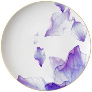 Luxury Purple Mist Petal Gold Rimmed Bone China Dinnerware Set