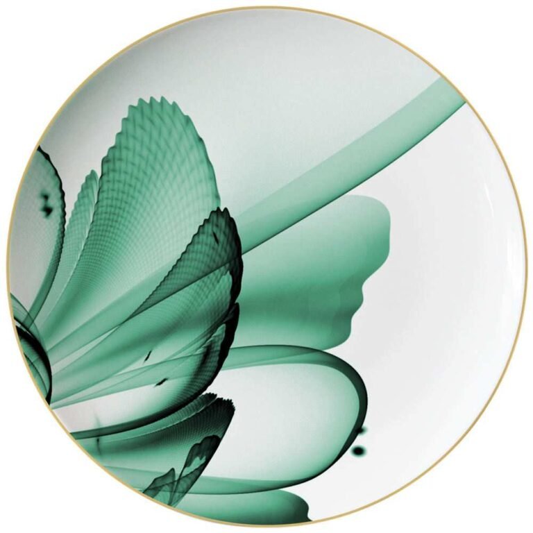 Luxury Green Mist Fantasy Flower Gold-Rimmed Bone China Dinnerware Set