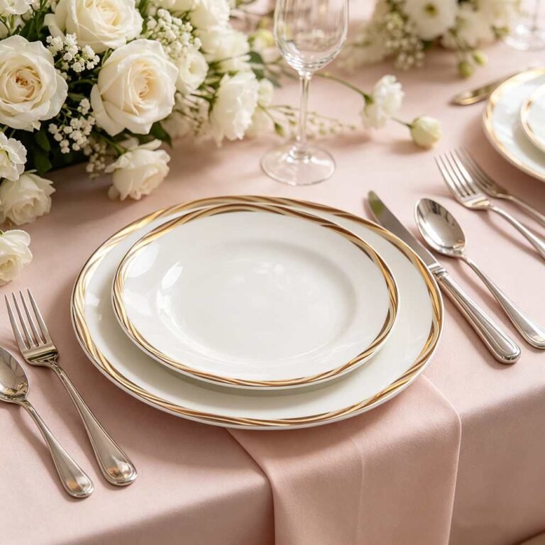 Luxury Gold Wavy Patterned Bone China Dinnerware Set