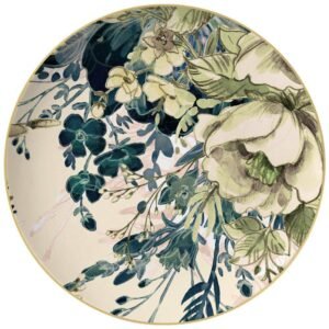 Vintage Watercolor Bohemian Floral Gold-Rimmed Bone China Dinnerware Set