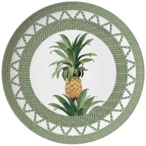 Tropical Rattan-Woven Pineapple Bone China Dinnerware Set