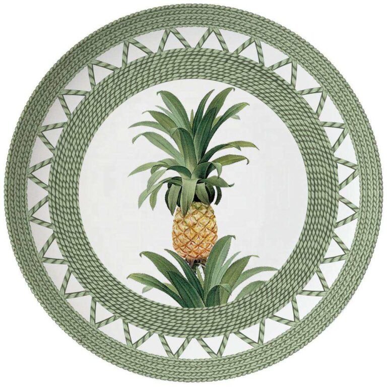 Tropical Rattan-Woven Pineapple Bone China Dinnerware Set
