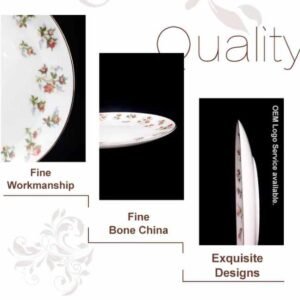 British Country-Style Rose Gold Rimmed Bone China Dinnerware Set