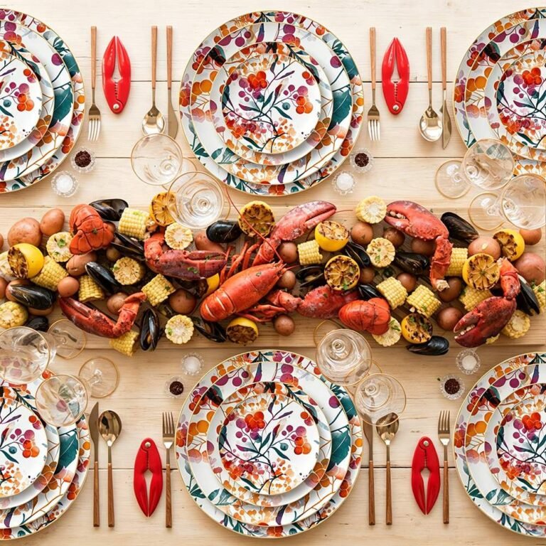 Watercolor Autumn Berry Gold Rimmed Bone China Dinnerware Set