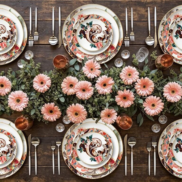 Art Nouveau Vintage Floral Gold Rimmed Bone China Dinnerware Set
