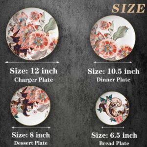 Art Nouveau Vintage Floral Gold Rimmed Bone China Dinnerware Set