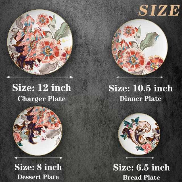 Art Nouveau Vintage Floral Gold Rimmed Bone China Dinnerware Set