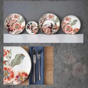 Art Nouveau Vintage Floral Gold Rimmed Bone China Dinnerware Set