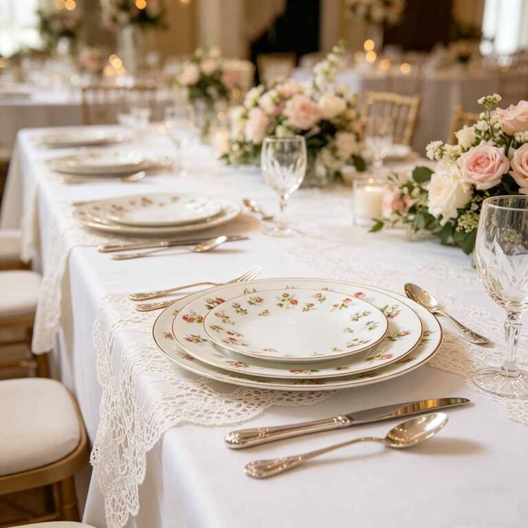 British Country-Style Rose Gold Rimmed Bone China Dinnerware Set
