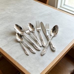 European Retro Embossed Stainless Steel Cutlery Set, Wedding Hotel Banquet Luxury Mirror Finish Western-Style Knife, Fork, and Spoon Combination