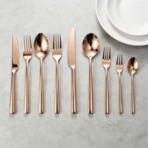 Thickened Titanium Rose Gold Steak Knife and Fork, Multi-Size Dessert Spoons and Fruit Forks, Luxury Western Dining Set for Hotels