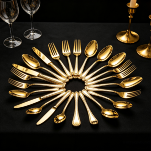 European-style Carved Handle Western Dinnerware Set - Multi-size Knives, Forks, Spoons, and Tableware for Luxury Hotels, Banquets, and Steakhouses
