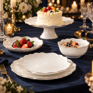Gold-Rimmed Ginkgo Leaf Plates,Sculpted White Tableware for Wedding Receptions and Hotel Banquets
