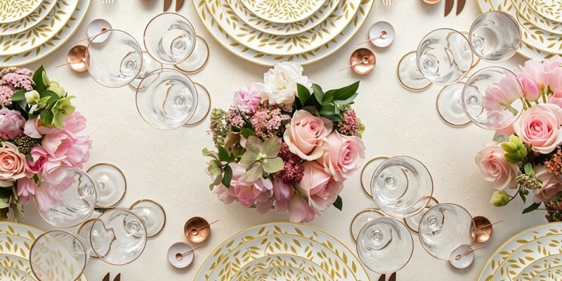 Luxury Golden Leaf Vine Bone China Dinnerware Set