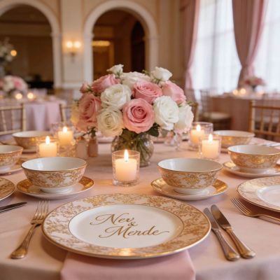 Custom Dinnerware for Hotel Wedding