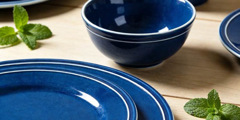 blue ceramic dinnerware